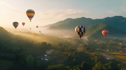 Sticker - hot air balloon over region country