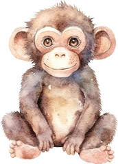 Aufkleber - Monkey whimsical illustration created with Generative AI technology
