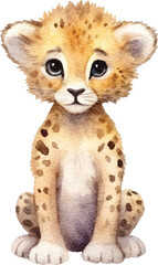 Aufkleber - Cheetah whimsical illustration created with Generative AI technology