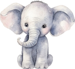 Aufkleber - Elephant whimsical illustration created with Generative AI technology