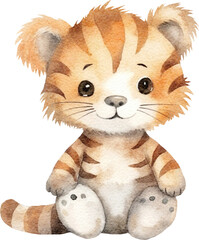 Aufkleber - Tiger whimsical illustration created with Generative AI technology