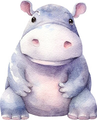 Poster - Hippopotamus whimsical illustration created with Generative AI technology