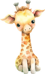 Aufkleber - Giraffe whimsical illustration created with Generative AI technology