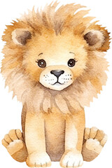 Fototapete - Lion whimsical illustration created with Generative AI technology