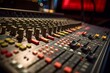 Professional Microphone and Sound Mixer in Radio Studio, Generative Ai