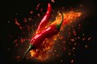 Fiery Heat Hot Pepper Flaming and Burning, Generative Ai