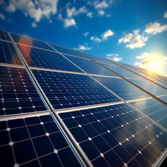 solar panels and wind turbines generating electricity in power station green energy renewable with b