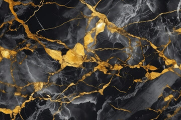 Wall Mural - Gold and white Patterned natural of dark gray marble (Gold Russia) texture background for product design. (ai generated)