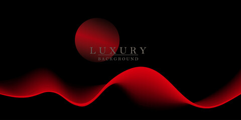 Canvas Print - Abstract black background, minimal red smooth wave patterns with gradient
