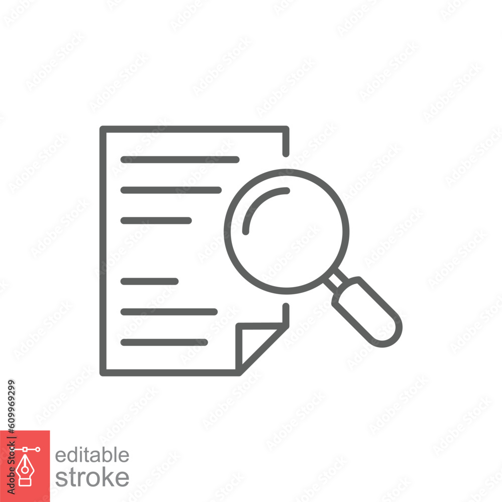 Case study icon. Simple outline style. Research, report, document ...