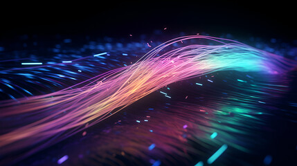 Fiber optic network, speed data connection cable technology background, 3d illustration