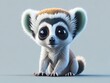 Cute baby a lemur illustration 3d style on white background. ai generative