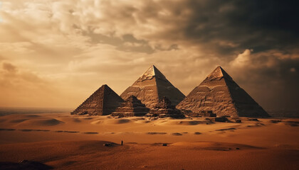 Poster - Egyptian culture ancient pharaohs built majestic pyramid shaped tombs generated by AI