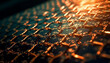 Metallic gold colored wire netting with textured effect and defocused backdrop generated by AI