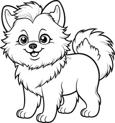 Wall Mural - Pomeranian Cat, colouring book for kids, vector illustration
