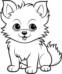 Wall Mural - Pomeranian Dog, colouring book for kids, vector illustration