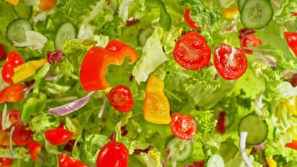 Aufkleber - Super slow motion of rotating fresh lettuce flying up in the air. Filmed on high speed cinema camera, 1000 fps, placed on high speed cine bot, following the target.
