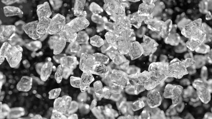 Aufkleber - Super slow motion of rotating crushed ice, top view shot. Filmed on high speed cinema camera, 1000 fps, placed on high speed cine bot, following the object. Speed ramp effect.