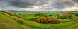 Panorama of Cheviot Hills Milfield Plain and Doddington, viewed from Doddington Moor, Milfield Plain is in Glendale and was once an ancient lake and is now flat farmland