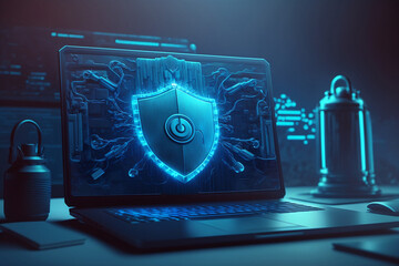 Wall Mural - electronic circuit board - security concept with code - cybersecurity - illustration - ai generated