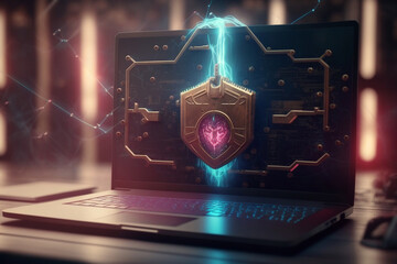 Wall Mural - electronic circuit board - security concept with code - cybersecurity - illustration - ai generated