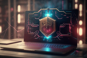 Wall Mural - electronic circuit board - security concept with code - cybersecurity - illustration - ai generated
