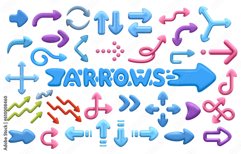 Arrows of different directions and shapes as well as colors and sizes ...