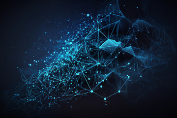 Wall Mural - abstract blue background - plexus - illustration - ai generated
