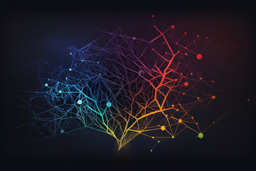 Wall Mural - abstract colorful background - plexus - illustration - ai generated