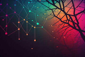Wall Mural - abstract colorful background - plexus - illustration - ai generated