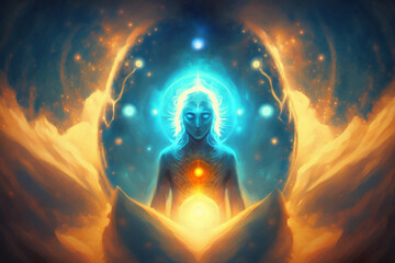 Poster - person in yoga pose - meditation - yoga - chill - illustration - ai generated