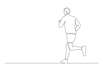 Poster - Continuous line drawing of a man doing running sport vector illustration. Premium vector.