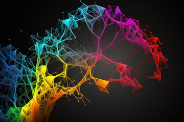 Wall Mural - abstract colorful background - plexus - illustration - ai generated