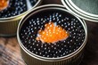 stock photo of caviar on the can flat lay Food Photography AI Generated