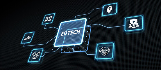 Business, Technology, Internet and network concept. E-learning Education Internet Technology Webinar Online Courses concept. 3d illustration