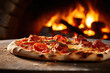 © Poprock3d - Italian pizza in front of stone oven created with Generative AI technology