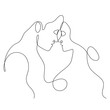 © dhtgstockphoto - couple in nose to nose pose romantic emotion in continuous line drawing