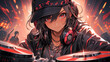 © 俊后生 - hand drawn cartoon anime music DJ girl illustration