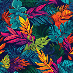 Wall Mural - Seamless Colorful Tropical Leaves Pattern.

Seamless pattern of Tropical Leaves in colorful style. Add color to your digital project with our pattern!
