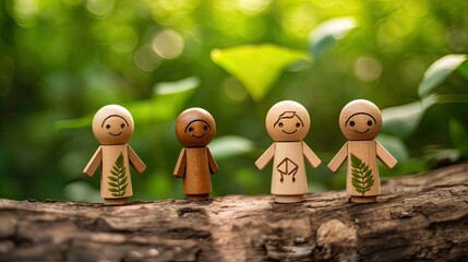 3 wooden doll with coin in ESG concept of environmental, social, and governance for sustainable organizational development. ​account the environment, society, and corporate governance