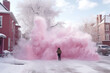 pink snow sakura walkway created with Generative AI technology
