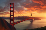 Fototapeta  - Golden gate bridge in San Fransisco, California, sunset landscape photography