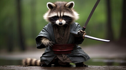 raccoon ninja created with Generative AI technology