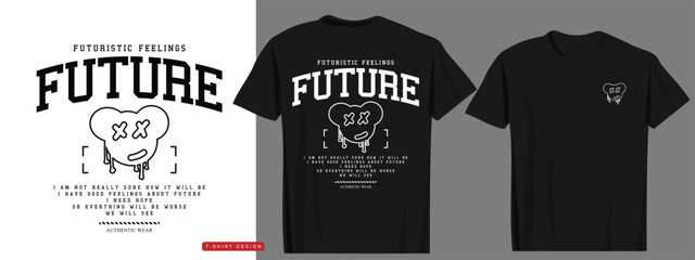 Futuristic retro urban style drawing and typography. Vector illustration design for fashion graphics, t-shirt prints.