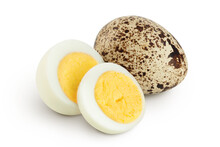 Boiled Quail Egg Isolated On White Background With Full Depth Of Field