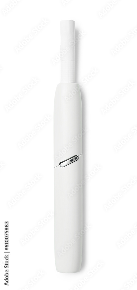 Modern electronic cigar with stick isolated on white background