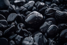 Black Obsidian Background. Obsidian Texture. Created With Generative AI.