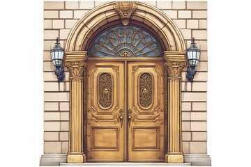 Wall Mural - front door isolated on white background. Generated by AI.