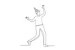 © stlineart - A man wearing a birthday hat. Birthday party one-line drawing