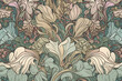 Art nouveau floral pattern with soft pastel colors and intricate details, generative ai